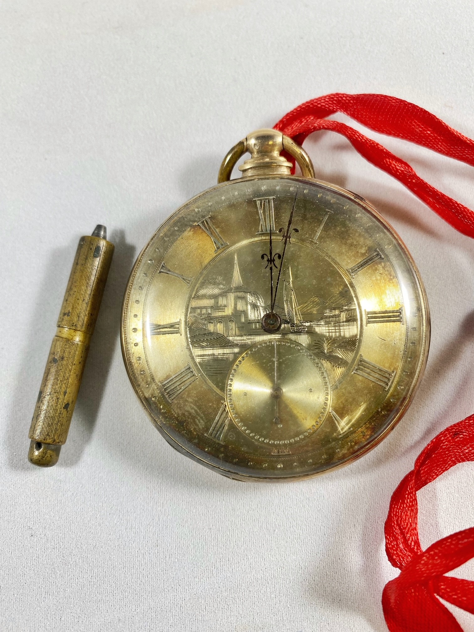 Lot 1715: Gold Colored M J Tobias Pocket Watch (Full Jeweled) Gold Colored Detached Lever